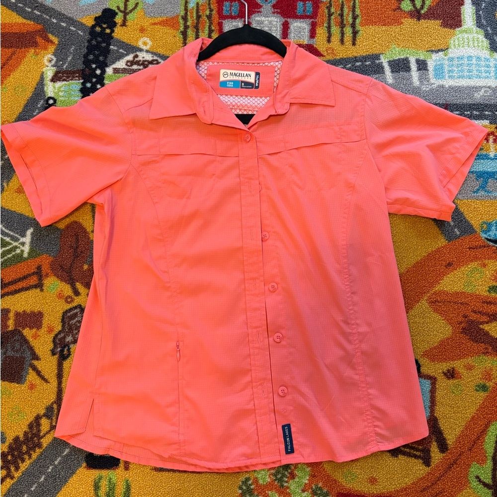 Women’s Magellan Outdoors pink Button-Up Shirt- mag wick fish gear NWOT
